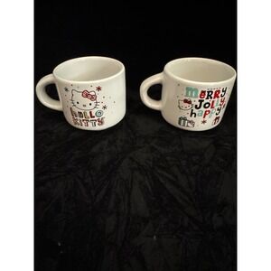 Hello Kitty Ceramic Christmas Mugs Set of 2 Joyful Holiday Design Cups